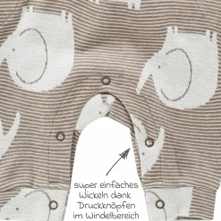 4-tlg. Set Strampler, Jogginghose & 2 Langarmshirts - Elefant - Mokka Offwhite - Gr. 74