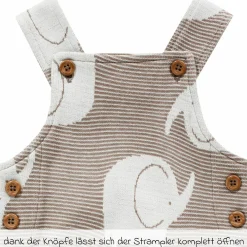 4-tlg. Set Strampler, Langarmshirt & Jogginghose - Giraffe & Elefant - Offwhite Mokka - Gr. 74