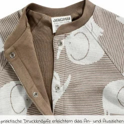 3-tlg. Set Strickjacke, Langarmshirt & Jogginghose - Elefant - Mokka Offwhite - Gr. 74