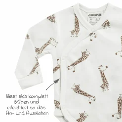 2-tlg. Set Wickelbody & Jogginghose - Giraffe Allover - Mokka Offwhite - Gr. 74