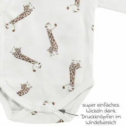 2-tlg. Set Wickelbody & Jogginghose - Giraffe Allover - Mokka Offwhite - Gr. 74