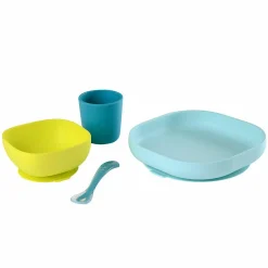 4-tlg. Silikon-Geschirr-Set - Neon Blau