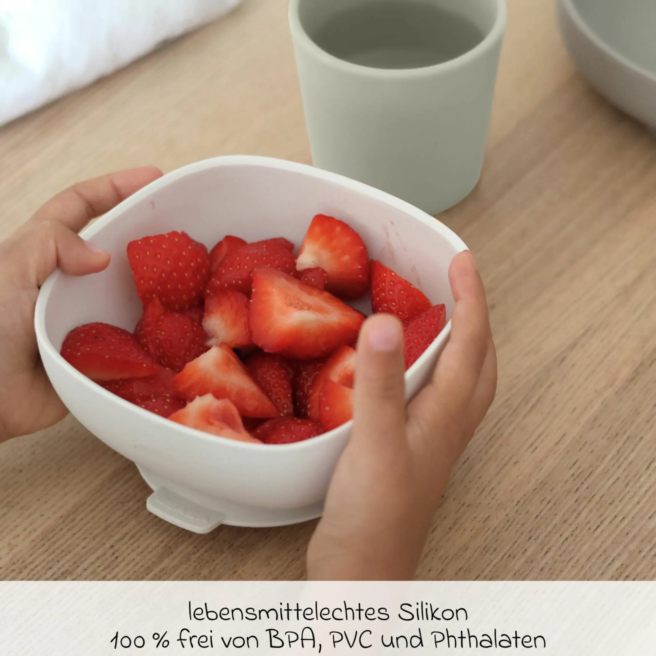 4-tlg. Silikon-Geschirr-Set - Salbeigrün