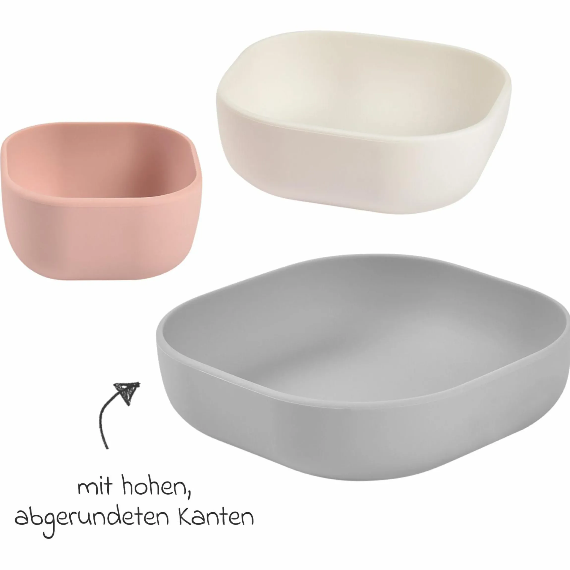 3-tlg. Silikon-Schalen-Set - Velvet Grey