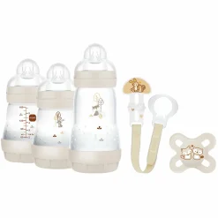 5-tlg. Starter Set Welcome to the world - 3 PP-Flaschen Easy Start Anti-Colic, Schnuller Start & Schnullerkette - Beige