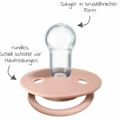 3-tlg. Starter-Set - De Lux Schnuller 2er Pack Silikon + Beißring Baby Bitie Star - Ivory / Blush