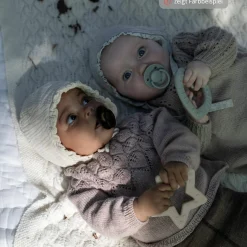 3-tlg. Starter-Set - De Lux Schnuller 2er Pack Silikon + Beißring Baby Bitie Star - Ivory / Blush