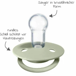3-tlg. Starter-Set - De Lux Schnuller 2er Pack Silikon + Beißring Baby Bitie Heart - Ivory / Sage