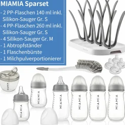 13-tlg. Starter-Set / Flaschen-Set - 6 PP-Flaschen + Trinksauger + Milchpulverportionierer + Flaschenbürste + Abtropfständer