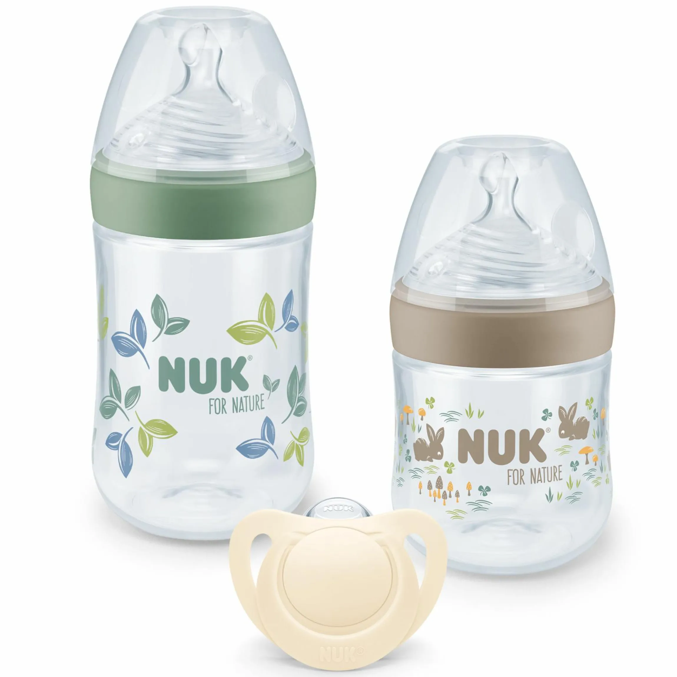 3-tlg. Starter-Set for Nature - 2x PP-Flasche (150 ml & 260 ml) + 1x Silikon-Schnuller (0-6 Monate)