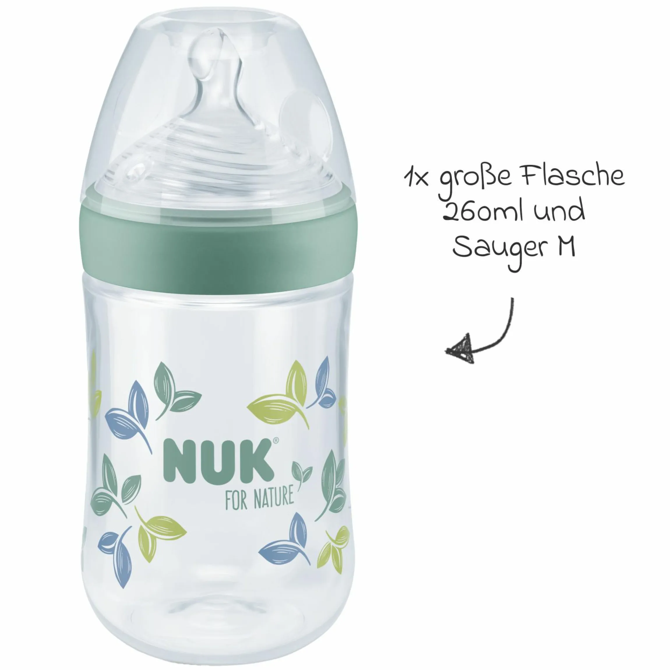 3-tlg. Starter-Set for Nature - 2x PP-Flasche (150 ml & 260 ml) + 1x Silikon-Schnuller (0-6 Monate)