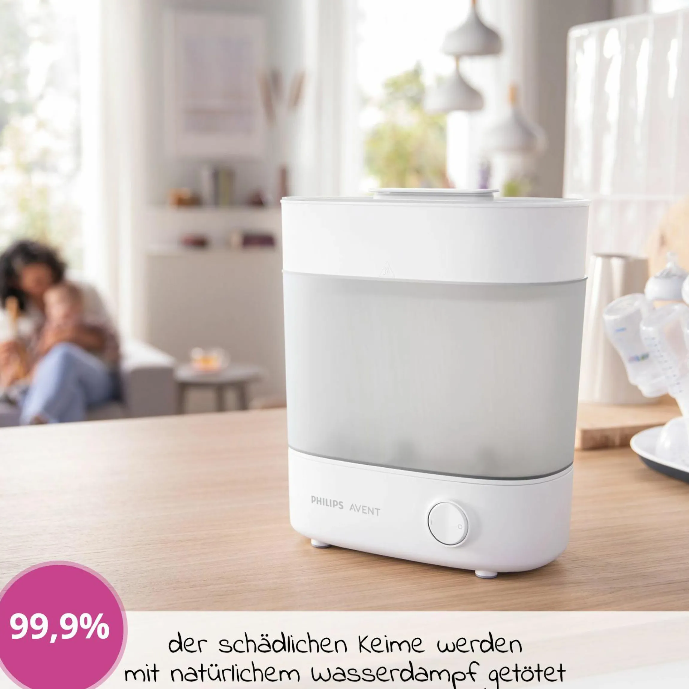 8-tlg. Starter-Set inkl. Dampfsterilisator 2-in-1 + Abtropfständer + 4 PP-Flaschen + Flaschenbürste + Schnuller