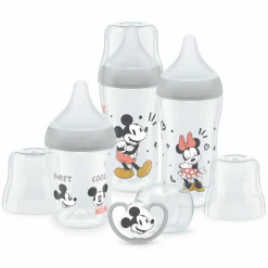 4-tlg. Starter-Set Perfect Match - 3x PP-Flasche (150 ml & 260 ml) + Silikon-Sauger (Gr. S & M) + Schnuller Space - Disney Mickey Mouse