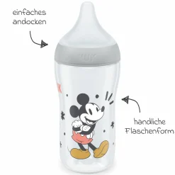 4-tlg. Starter-Set Perfect Match - 3x PP-Flasche (150 ml & 260 ml) + Silikon-Sauger (Gr. S & M) + Schnuller Space - Disney Mickey Mouse