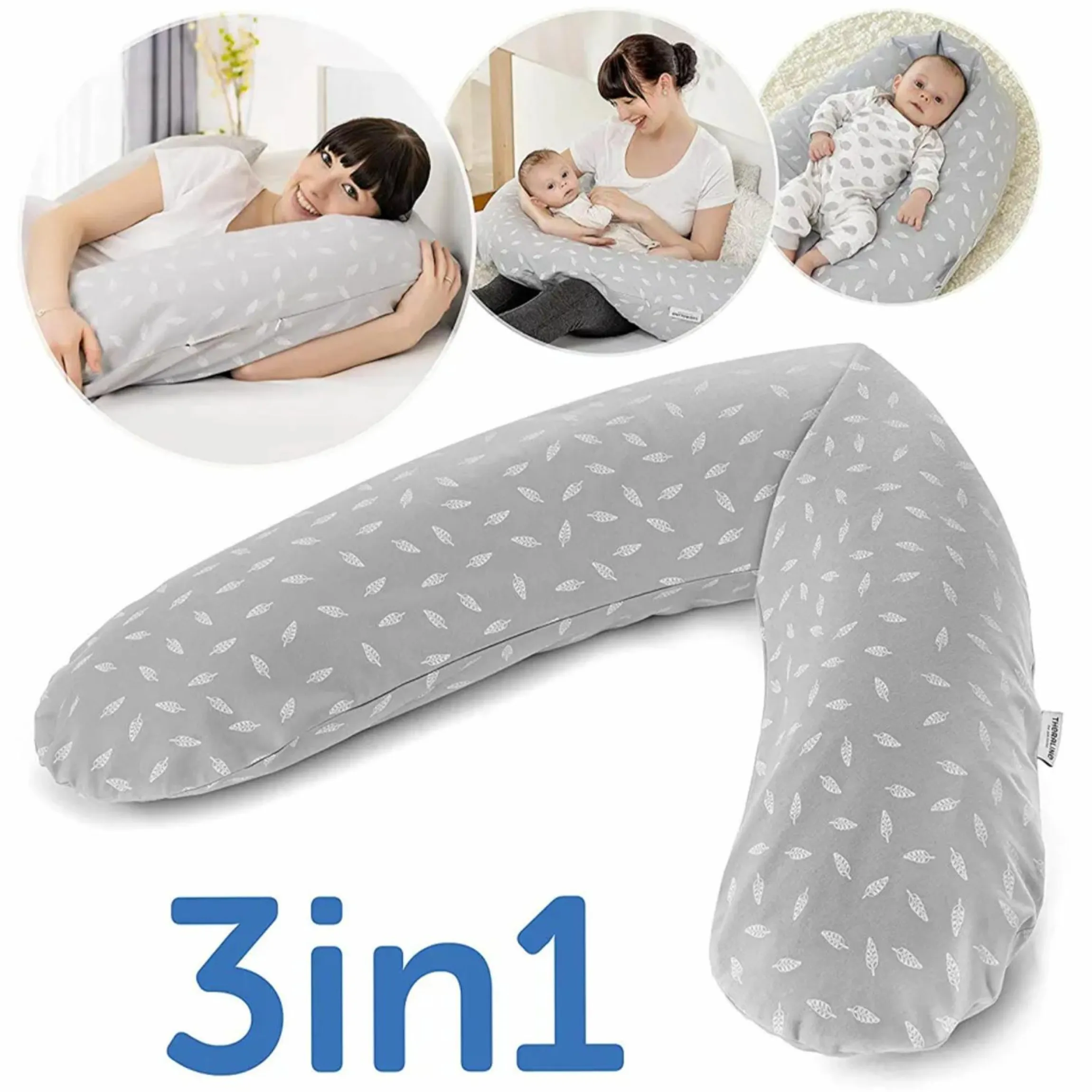 4-tlg. Stillkissen Sparset Das Original 190 cm inkl. 2 Bezügen + Mikroperlen-Nachfüllpack 9,5 l - Leaves & Musselin Sandbeige