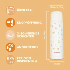 2-tlg. Thermos-Set 500 ml Baby Edelstahl-Isolierflasche Thermy mit Isolietasche Thermibag - zum Füttern für Unterwegs - Valencia