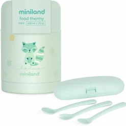 5-tlg. Thermos-Set 600 ml Baby Edelstahl-Isolierbehälter Food Thermy mit Besteck - zum Füttern für Unterwegs - Mint