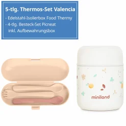 5-tlg. Thermos-Set 280 ml Baby Edelstahl-Isolierbehälter Food Thermy Mini mit Besteck - zum Füttern für Unterwegs - Valencia