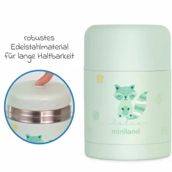 6-tlg. Thermos-Set 600 ml Baby Edelstahl-Isolierbehälter Food Thermy mit Besteck & Isoliertasche - zum Füttern für Unterwegs - Mint