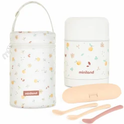 6-tlg. Thermos-Set 600 ml Baby Edelstahl-Isolierbehälter Food Thermy mit Besteck & Isoliertasche - zum Füttern für Unterwegs - Valencia