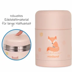 6-tlg. Thermos-Set 600 ml Baby Edelstahl-Isolierbehälter Food Thermy mit Besteck & Isoliertasche - zum Füttern für Unterwegs - Candy