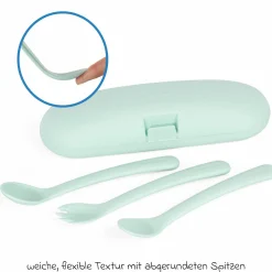 5-tlg. Thermos-Set 280 ml Baby Edelstahl-Isolierbehälter Food Thermy Mini mit Besteck - zum Füttern für Unterwegs - Mint