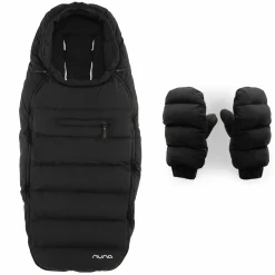 2-tlg. Winter-Kinderwagen-Set mit Fußsack und Handschuhe - Caviar