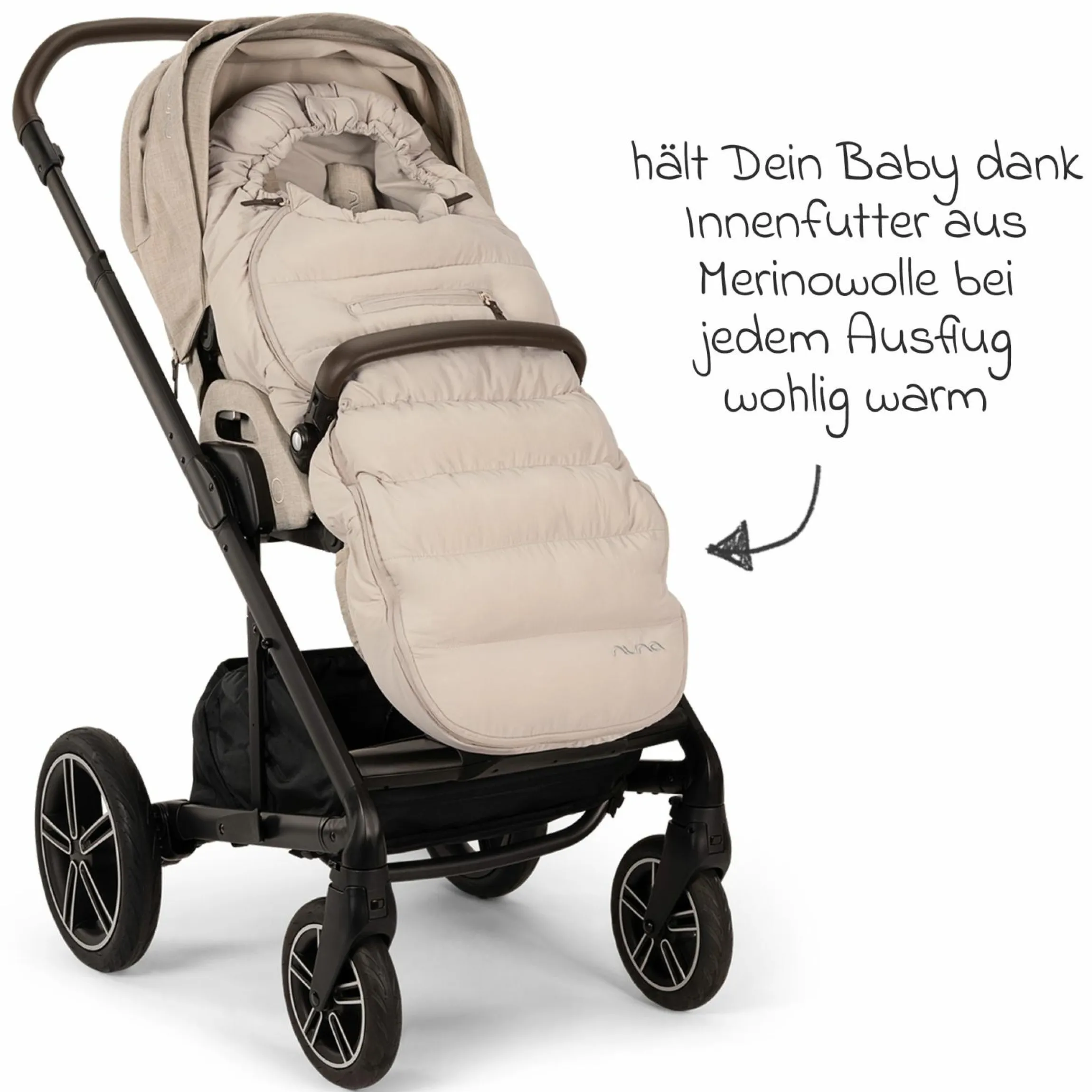2-tlg. Winter-Kinderwagen-Set mit Fußsack und Handschuhe - Biscotti