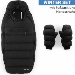 2-tlg. Winter-Kinderwagen-Set mit Fußsack & Handschuhe - Caviar - Kollektion 2025