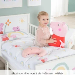 Toddler-Themen-Komplettbett inkl. Lattenrost und Bettwäsche 70 x 140 cm - Peppa Pig - Weiß