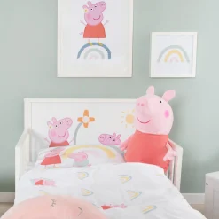 Toddler-Themen-Komplettbett inkl. Lattenrost und Bettwäsche 70 x 140 cm - Peppa Pig - Weiß