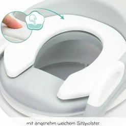 Toilettentrainer Ben höhenverstellbare Stufen, vormontiert ohne Schrauben inkl. 3er Pack Mülltücher - Weiß Grau