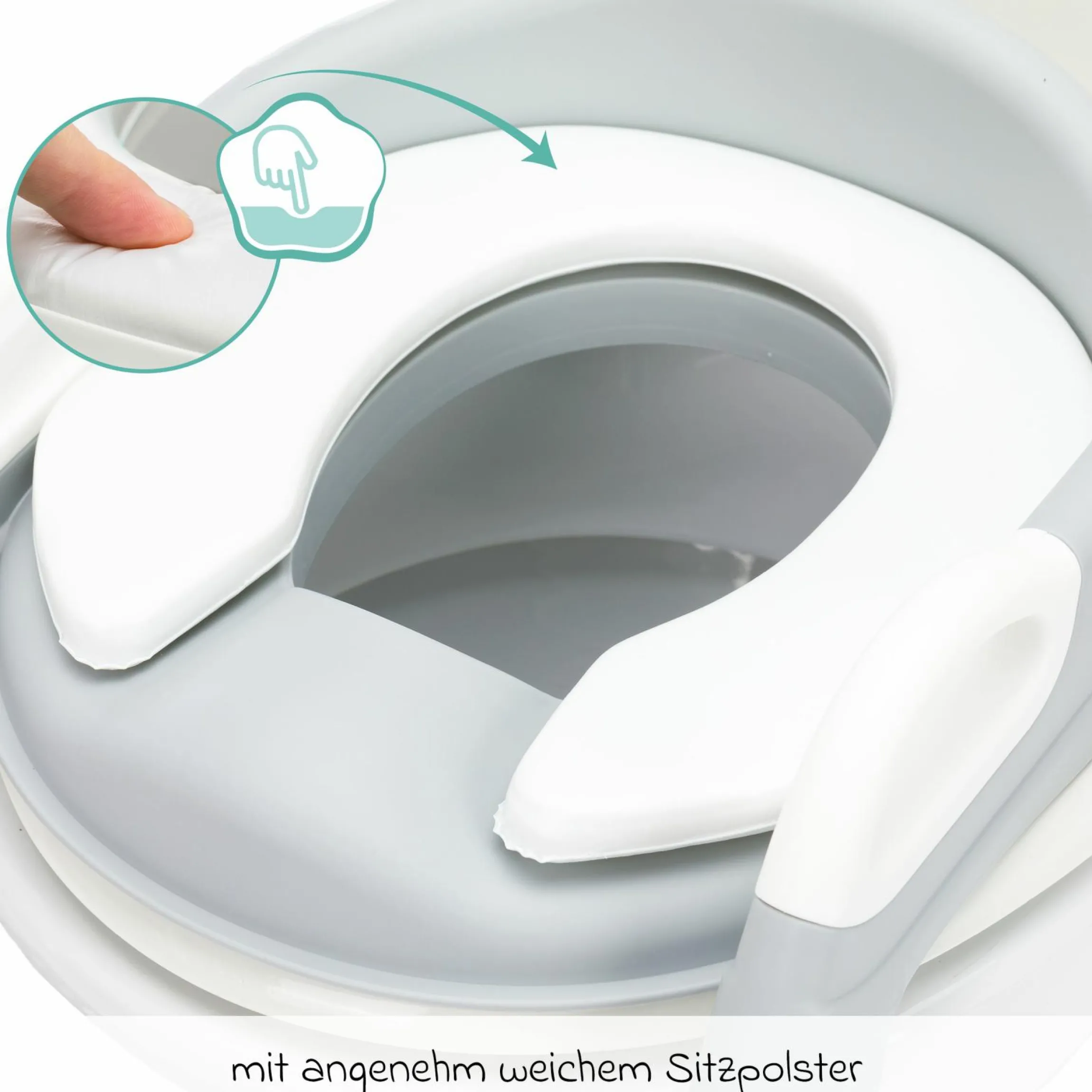 Toilettentrainer Ben höhenverstellbare Stufen, vormontiert ohne Schrauben inkl. 3er Pack Mülltücher - Weiß Grau