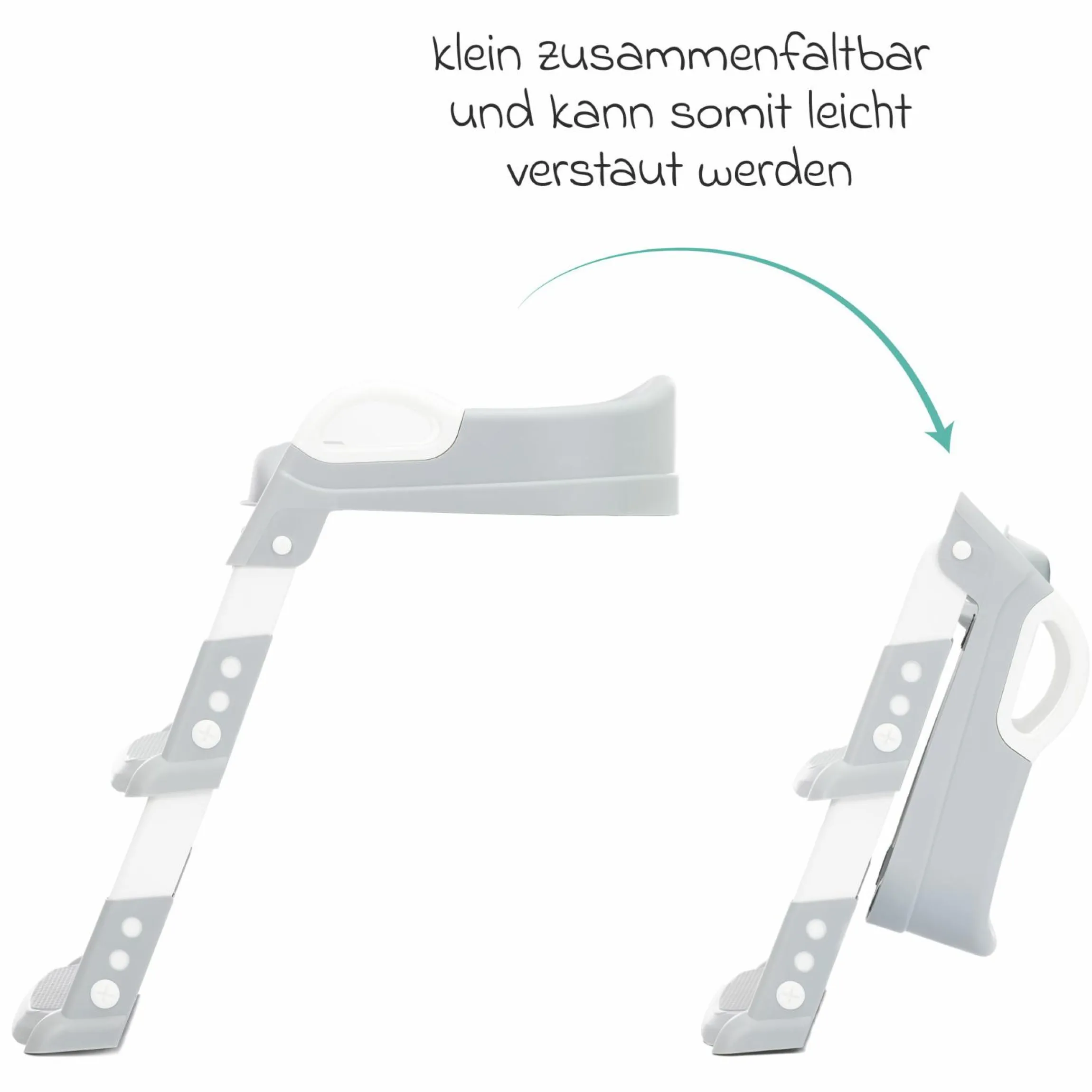 Toilettentrainer Ben höhenverstellbare Stufen, vormontiert ohne Schrauben inkl. 3er Pack Mülltücher - Weiß Grau
