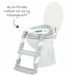 Toilettentrainer Ben höhenverstellbare Stufen, vormontiert ohne Schrauben - Weiß Grau