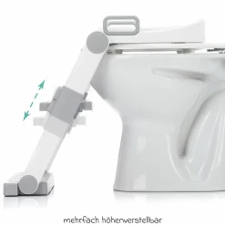 Toilettentrainer mit dynamischer Höhenverstellung, breiten Stufen, abnehmbarer Sitz, zusammenklappbar - Weiß Grau