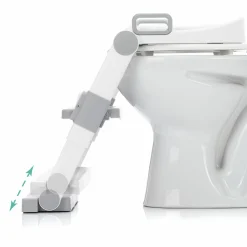 Toilettentrainer mit dynamischer Höhenverstellung, breiten Stufen, abnehmbarer Sitz, zusammenklappbar inkl. 3er Pack Mulltücher - Weiß Grau