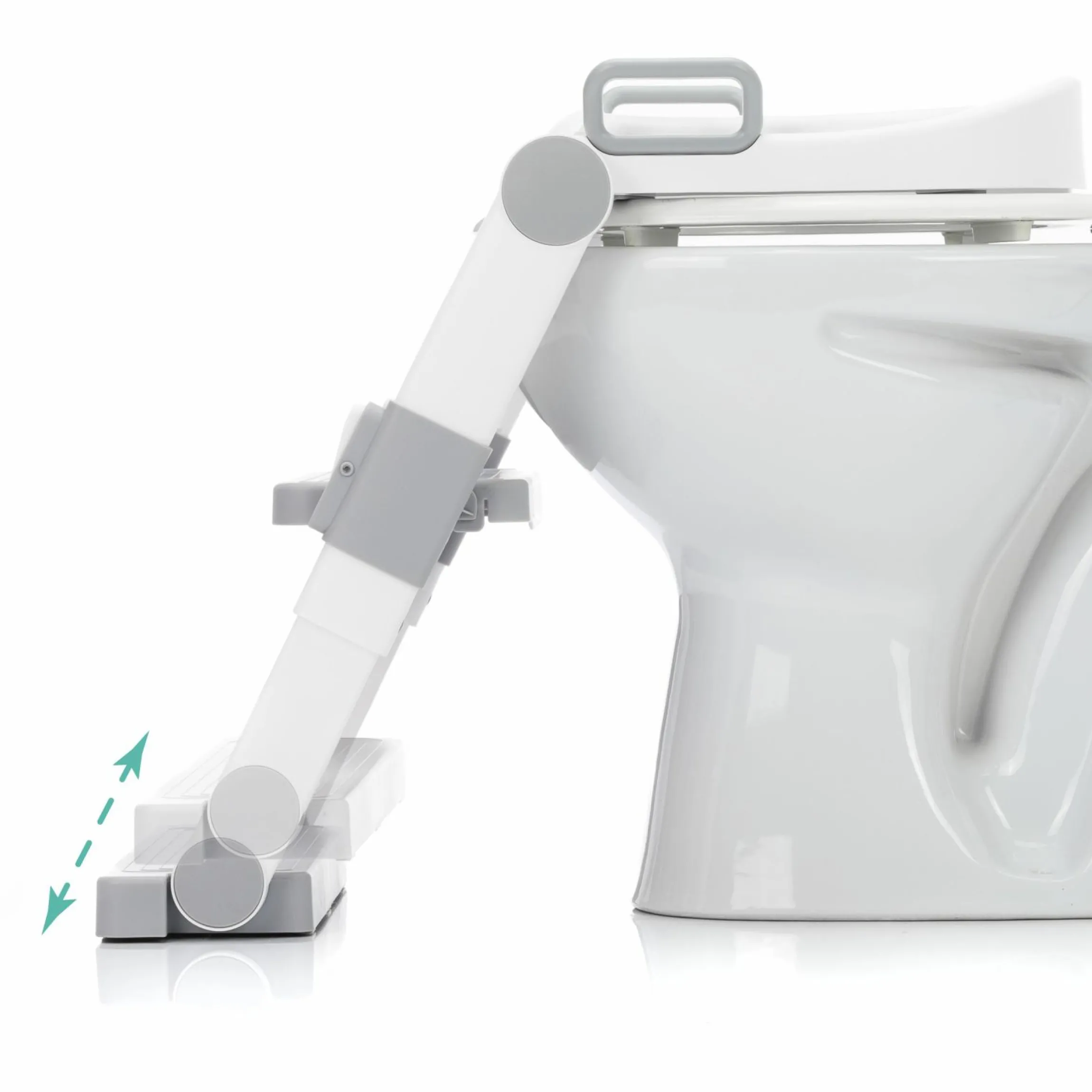 Toilettentrainer mit dynamischer Höhenverstellung, breiten Stufen, abnehmbarer Sitz, zusammenklappbar inkl. 3er Pack Mulltücher - Weiß Grau
