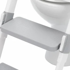 Toilettentrainer mit dynamischer Höhenverstellung, breiten Stufen, abnehmbarer Sitz, zusammenklappbar inkl. 3er Pack Mulltücher - Weiß Grau