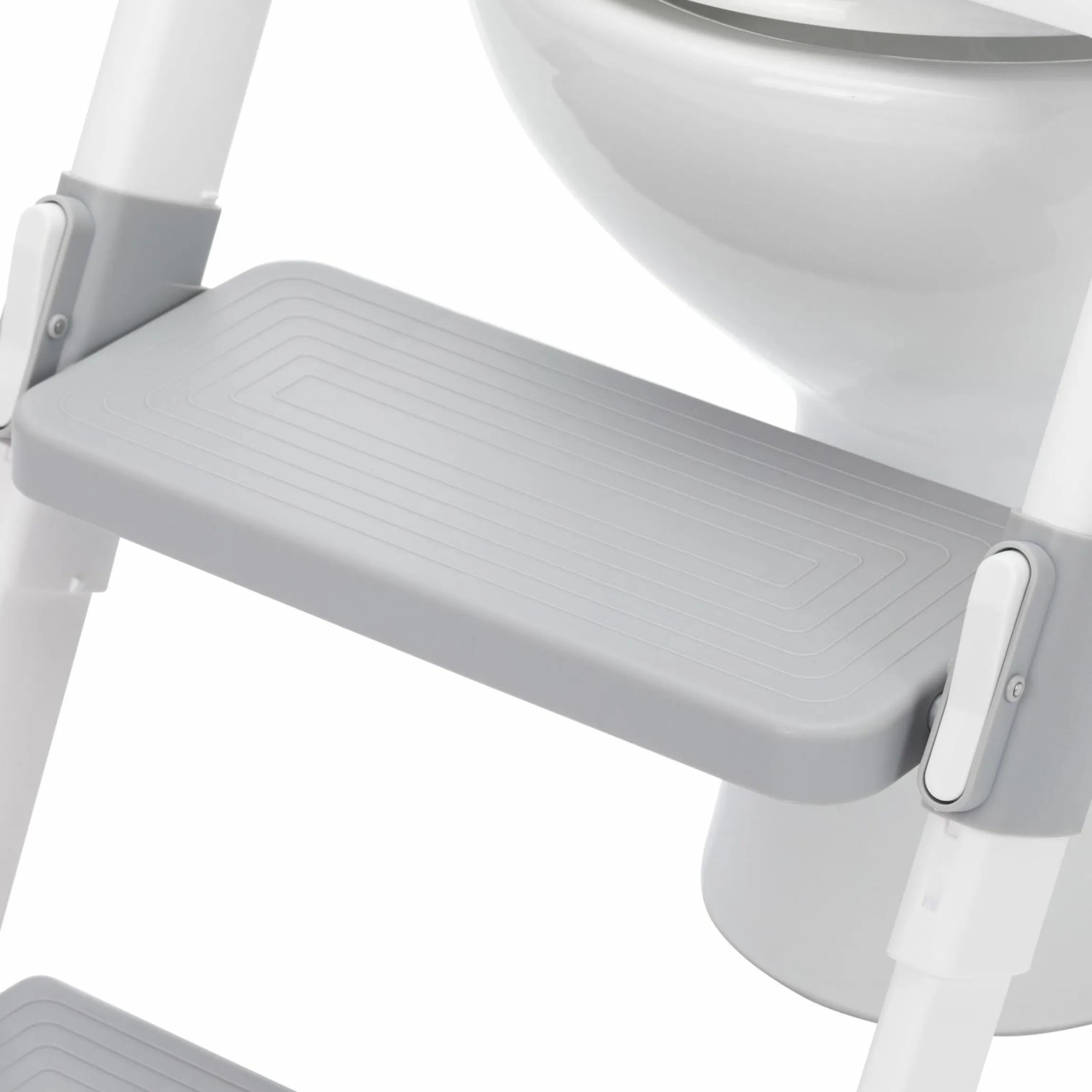 Toilettentrainer mit dynamischer Höhenverstellung, breiten Stufen, abnehmbarer Sitz, zusammenklappbar inkl. 3er Pack Mulltücher - Weiß Grau