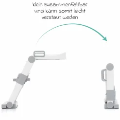 Toilettentrainer mit dynamischer Höhenverstellung, breiten Stufen, abnehmbarer Sitz, zusammenklappbar inkl. 3er Pack Mulltücher - Weiß Grau