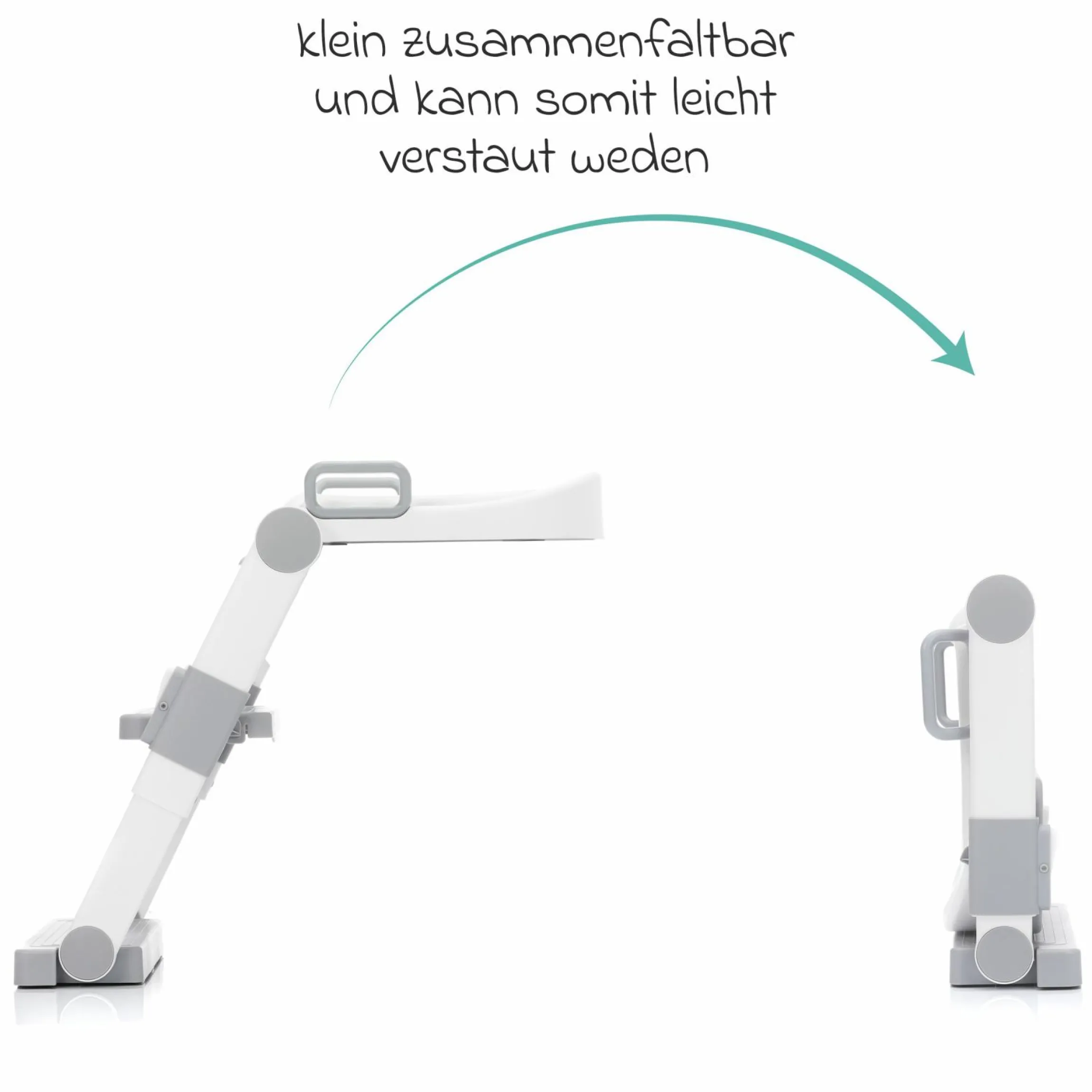 Toilettentrainer mit dynamischer Höhenverstellung, breiten Stufen, abnehmbarer Sitz, zusammenklappbar inkl. 3er Pack Mulltücher - Weiß Grau