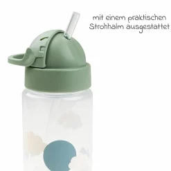 Trinkflasche mit Strohhalm 350 ml - Happy Clouds - Grün