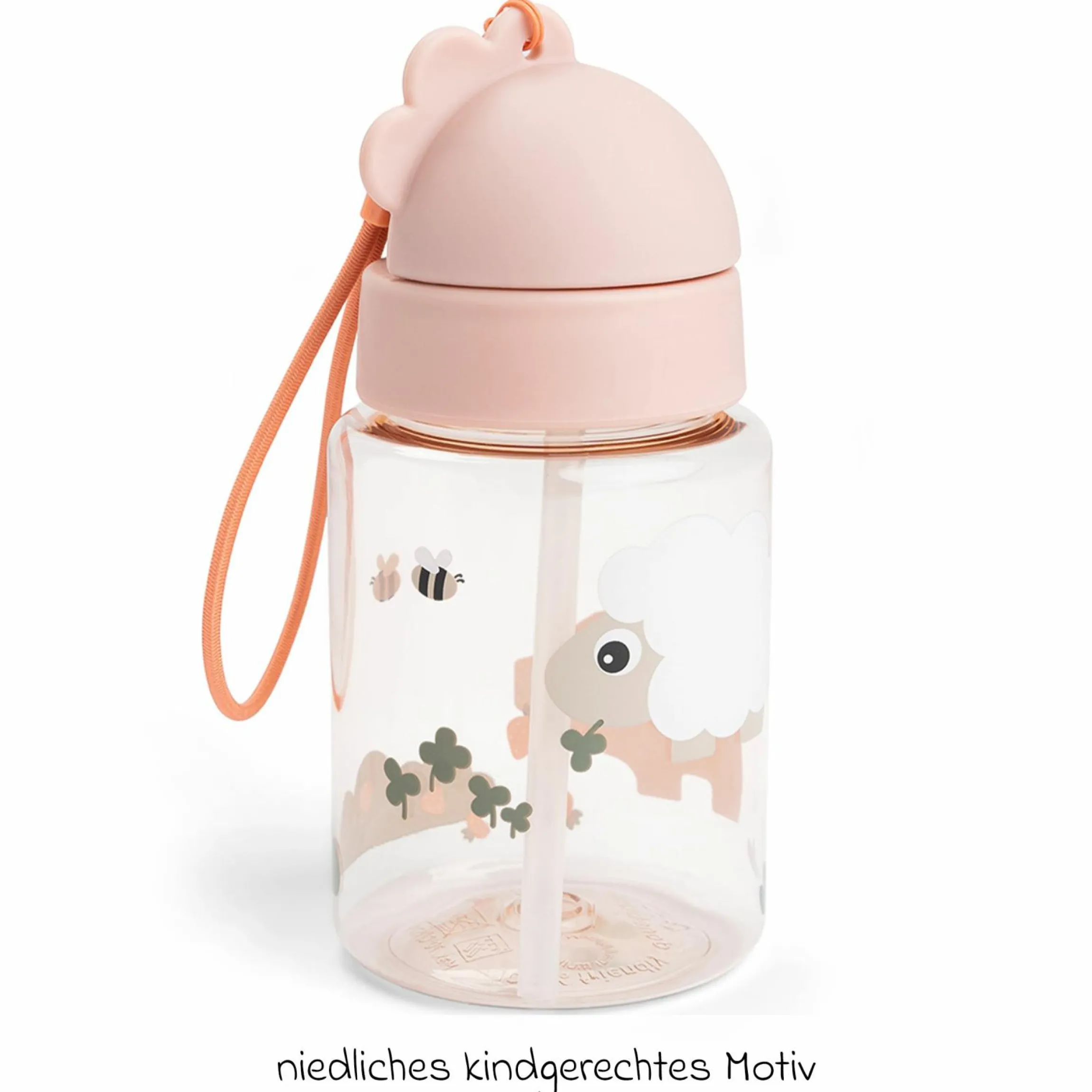 Trinkflasche mit Strohhalm 280 ml - Tiny Farm - Powder