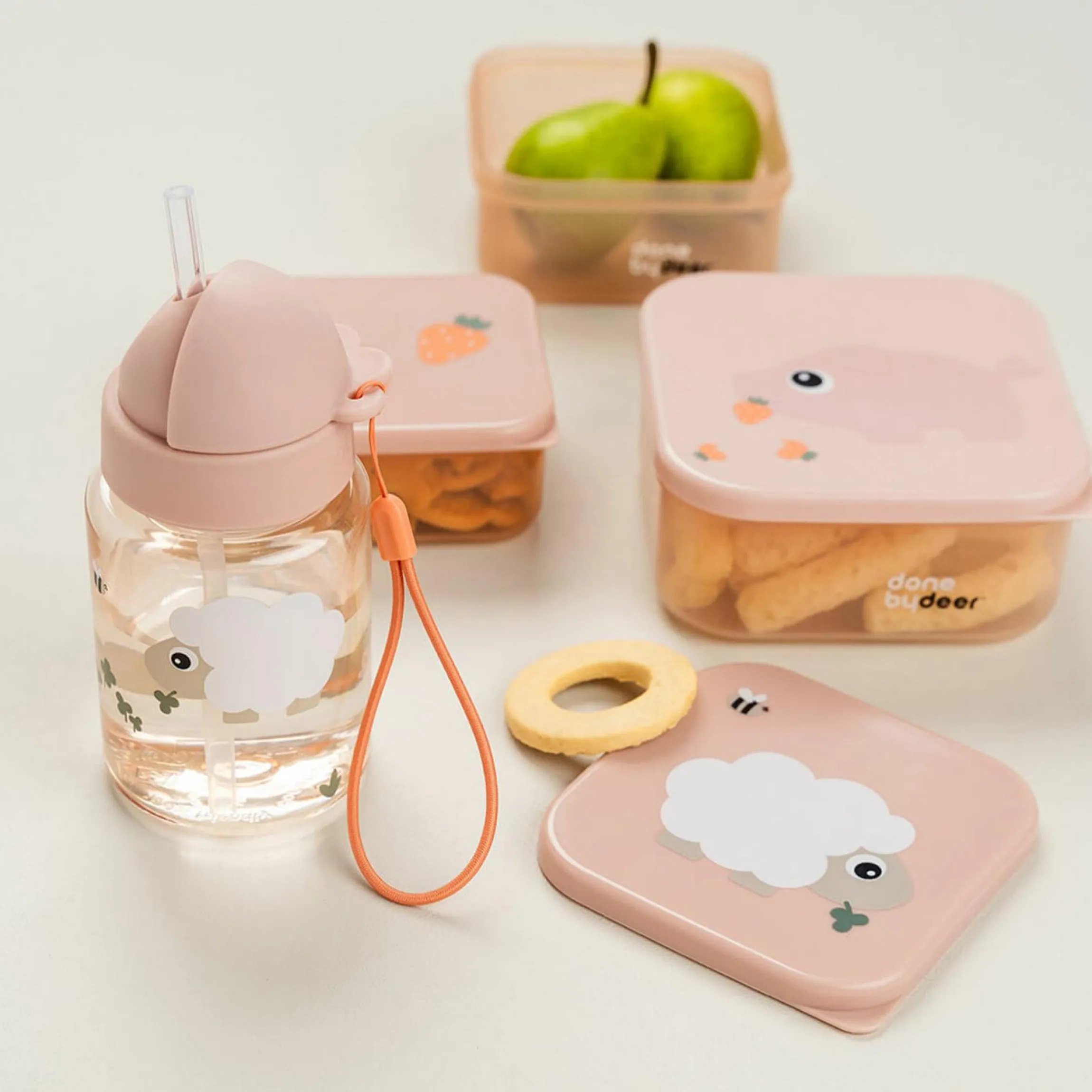 Trinkflasche mit Strohhalm 280 ml - Tiny Farm - Powder