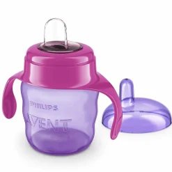 Trinklernbecher / Schnabelbecher mit weichem Silikon-Schnabel 200 ml - Pink/Lila