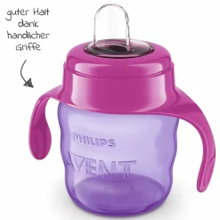 Trinklernbecher / Schnabelbecher mit weichem Silikon-Schnabel 200 ml - Pink/Lila