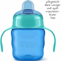 Trinklernbecher / Schnabelbecher mit weichem Silikon-Schnabel 200 ml - Grün/Blau