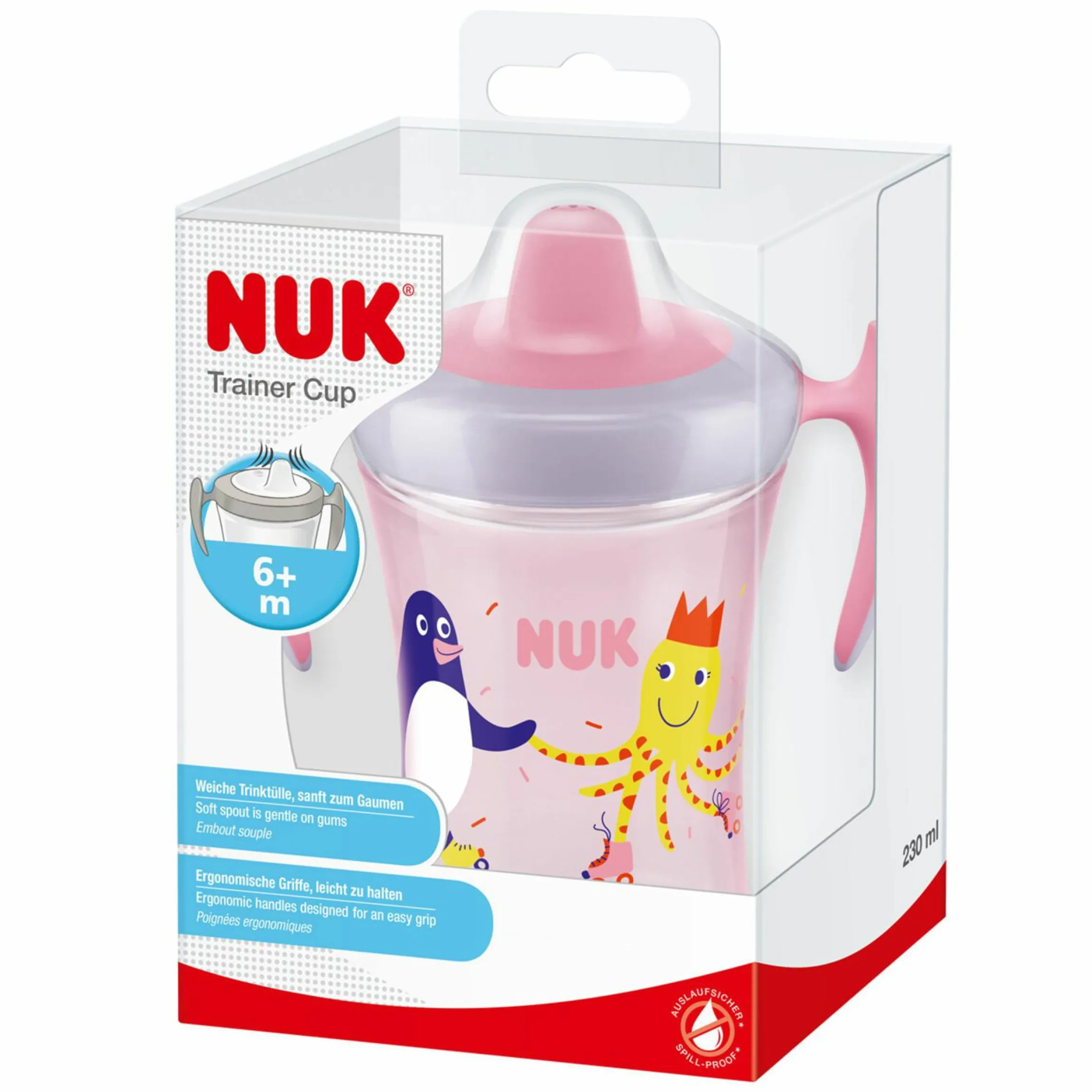 Trinklern-Becher Evolution Trainer Cup 230 ml - mit weichem Schnabel - Rosa
