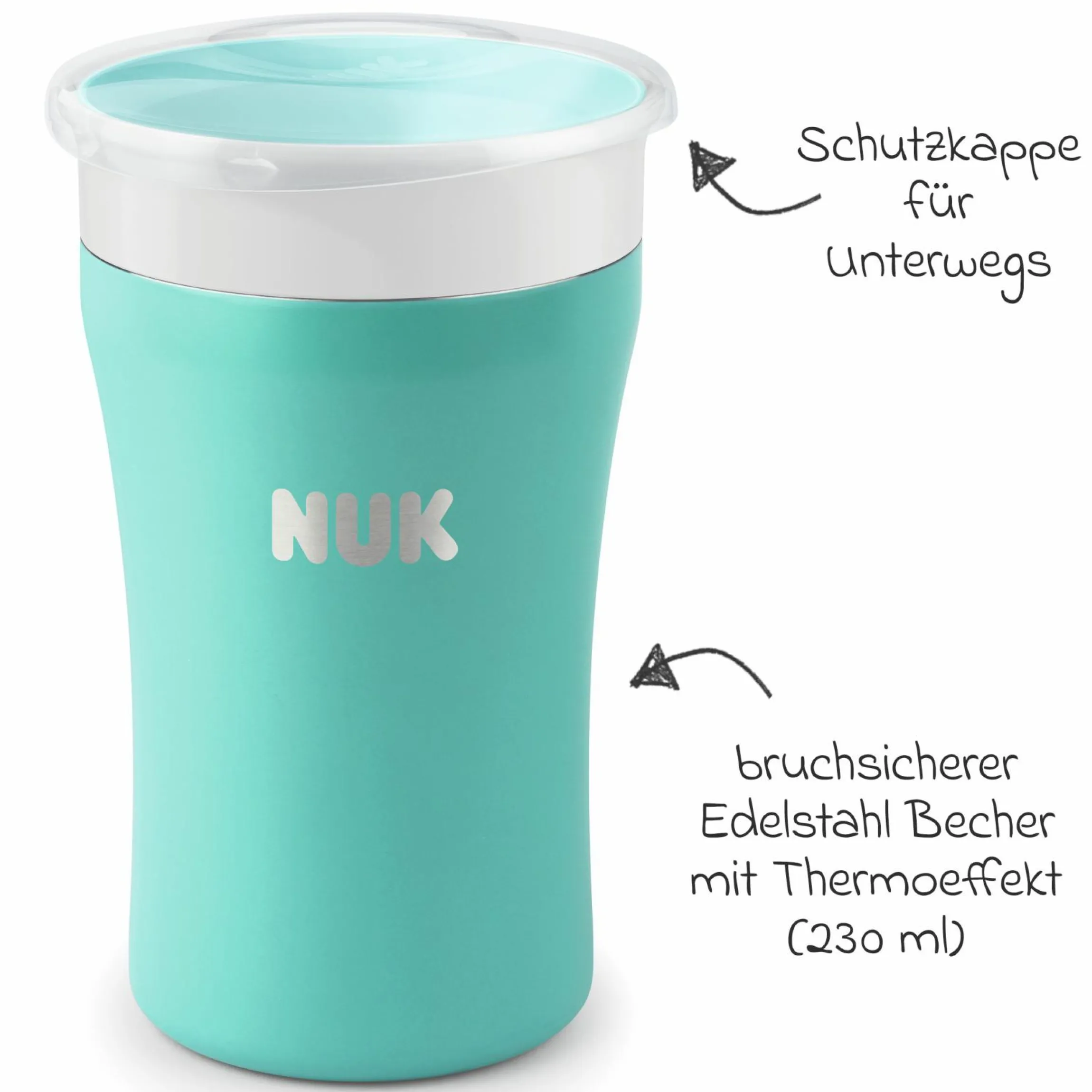Trinklern-Becher Magic Cup Edelstahl 230 ml - Türkis